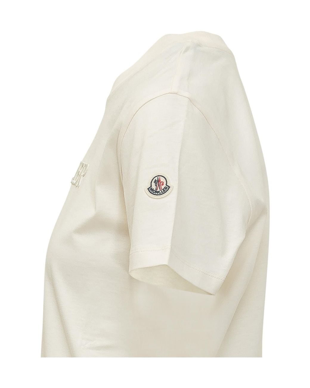 Moncler White Embroidered Tonal Logo T-Shirt