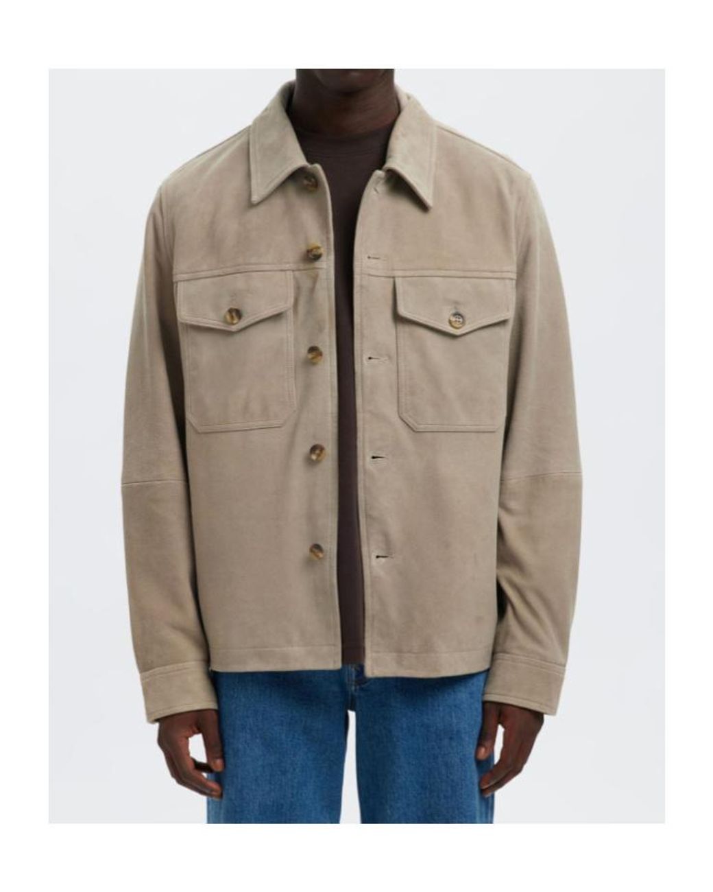 SELECTED Natural Pockets Button Suede Jacket for men