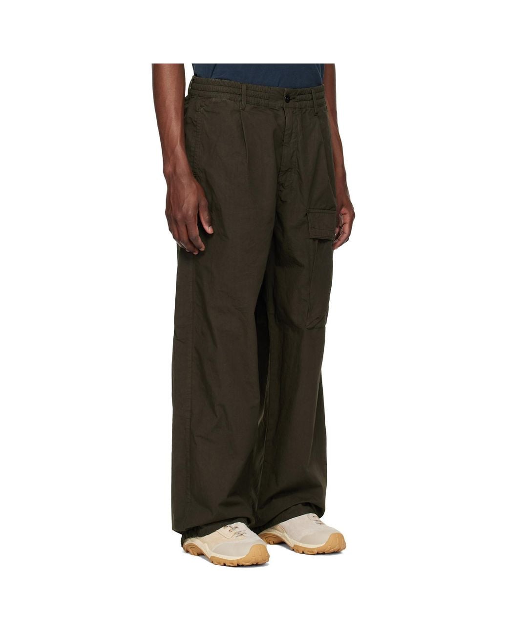 C P Company Green Wide-Leg Cargo Pants for men