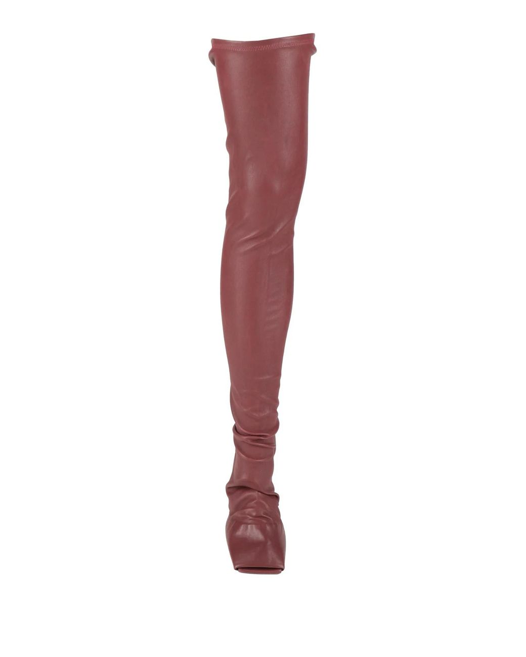 Rick Owens Red Simple Leather Knee-High Boots