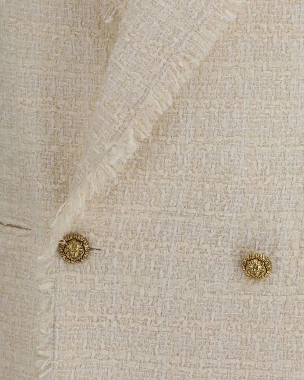 Balmain White Double-Breasted Fringed Trim Jacket