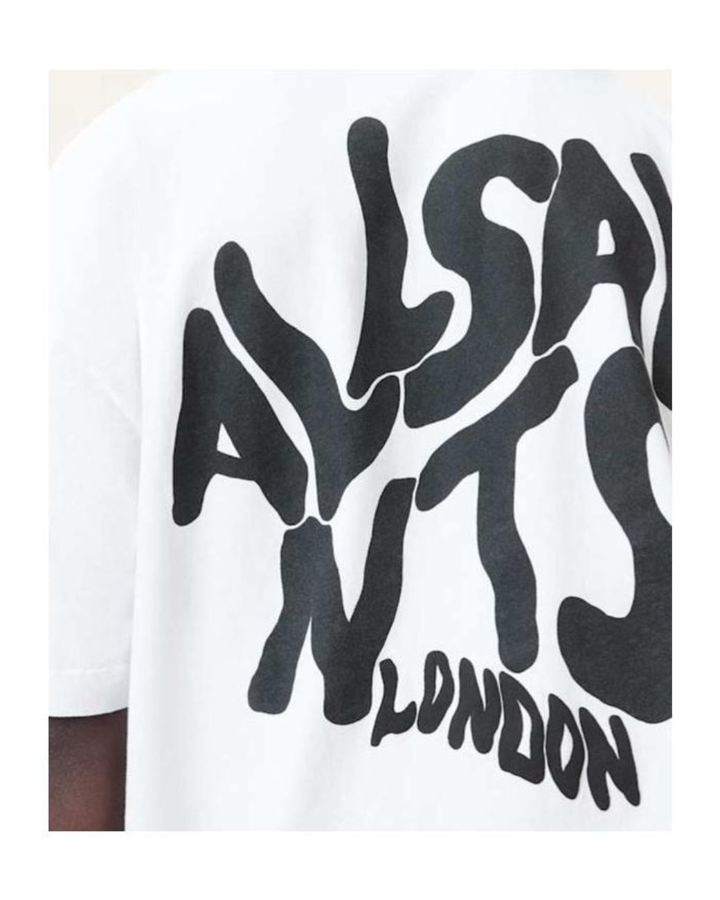 AllSaints White Logo Printed Crewneck T-Shirt for men