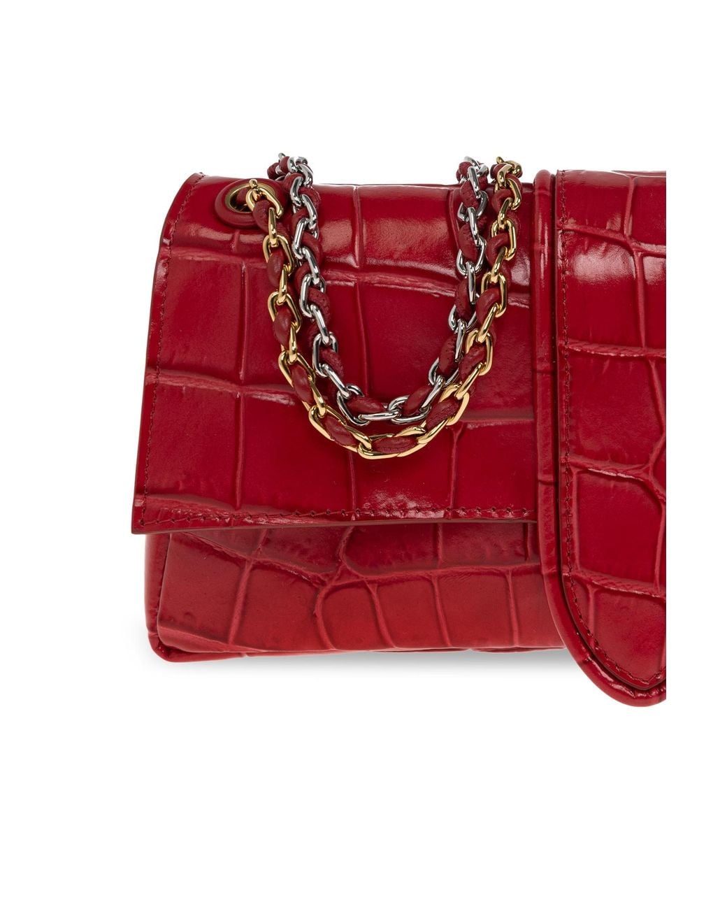 Jacquemus Red Croc-Embossed Chain Shoulder Bag