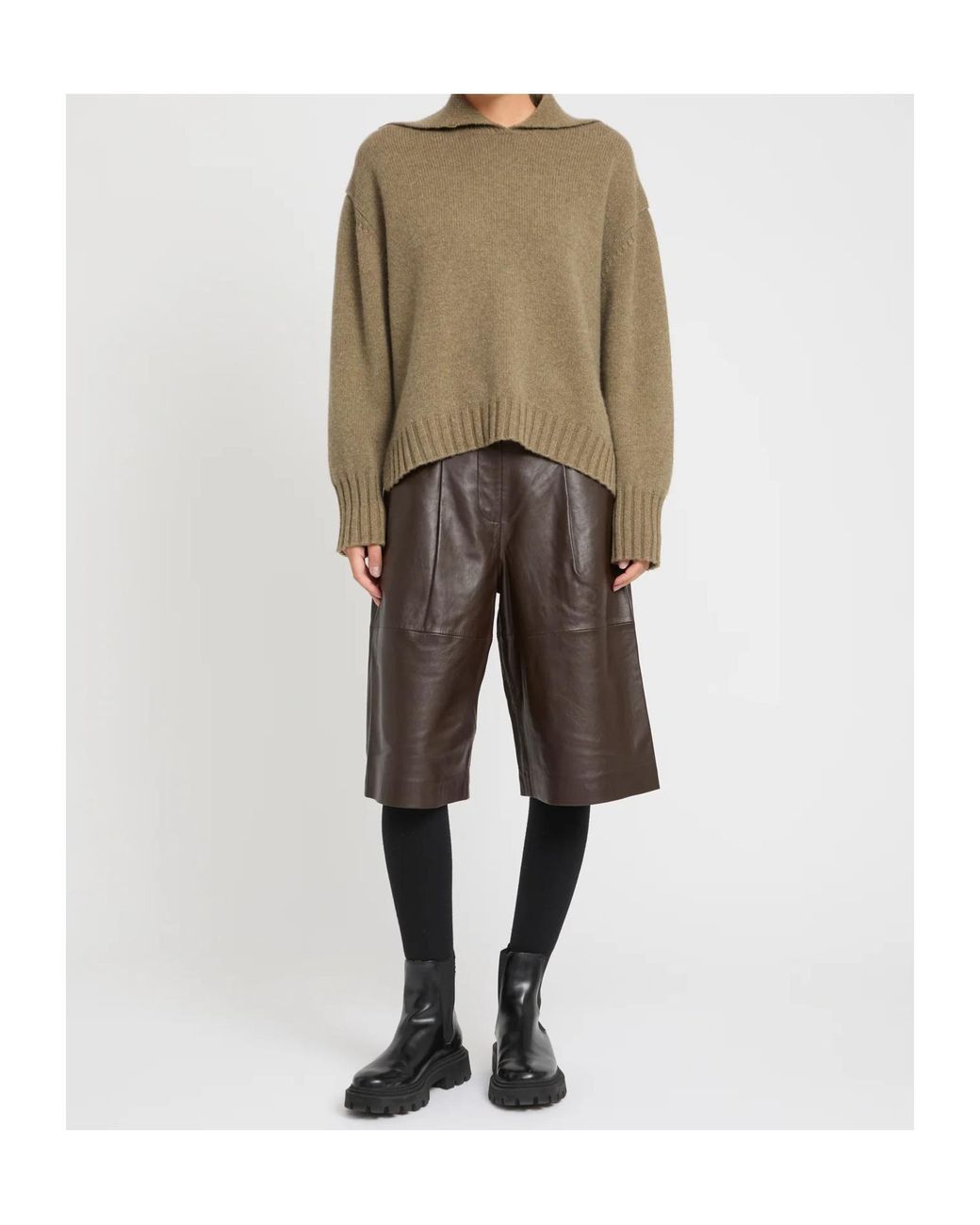 Yves Salomon Green Cashmere Crew-Neck Sweater