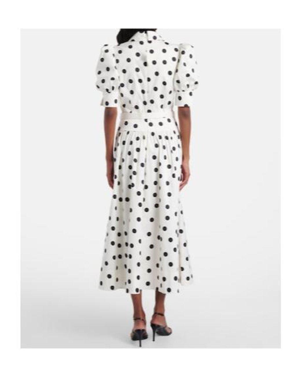 Rebecca Vallance White Maisie Polka-Dot Cotton-Blend Midi Dress