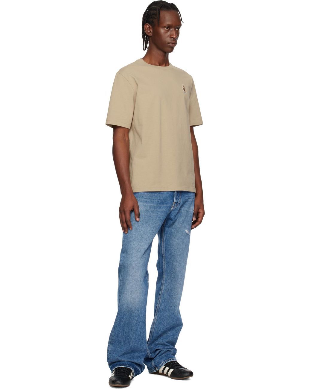 Maison Kitsuné Natural Embroidered T-Shirt for men