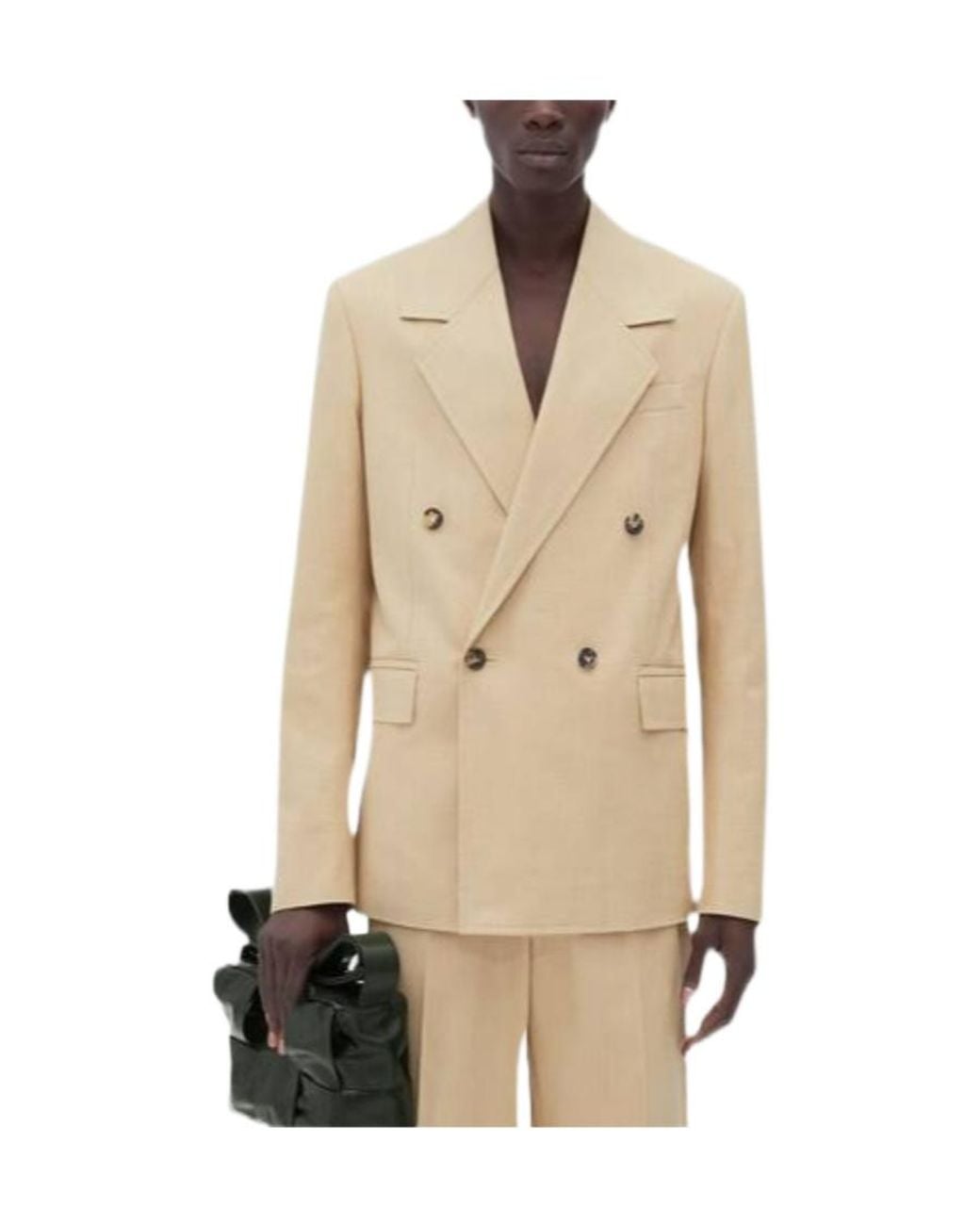Bottega Veneta Natural Double Breasted Textured Jacket for men