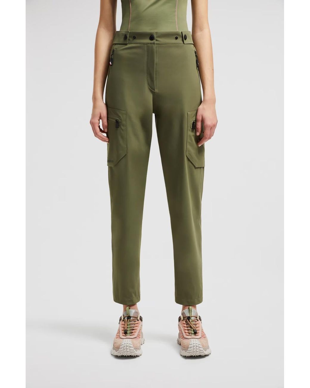 Moncler Green Grenoble Zip Detailed Tapered Pants