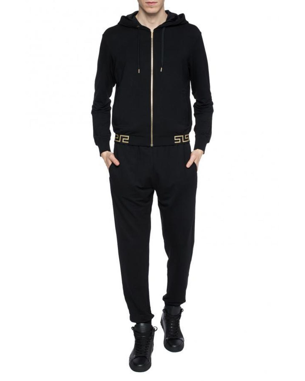 Versace Black Greca Track Pants for men