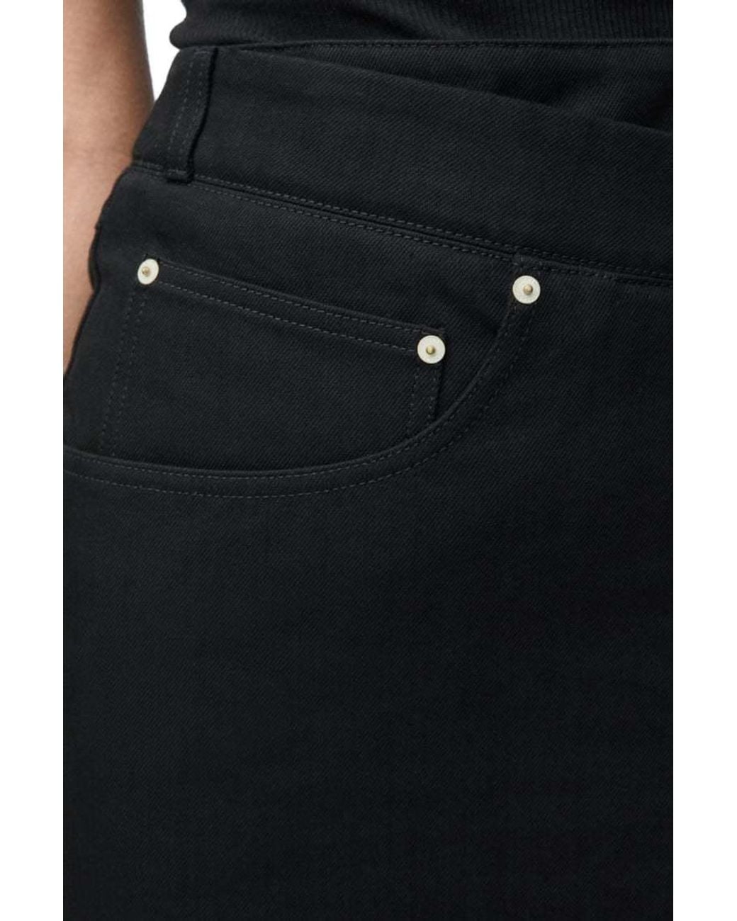 Loewe Black Deconstructed-Designed Denim Midi Skirt