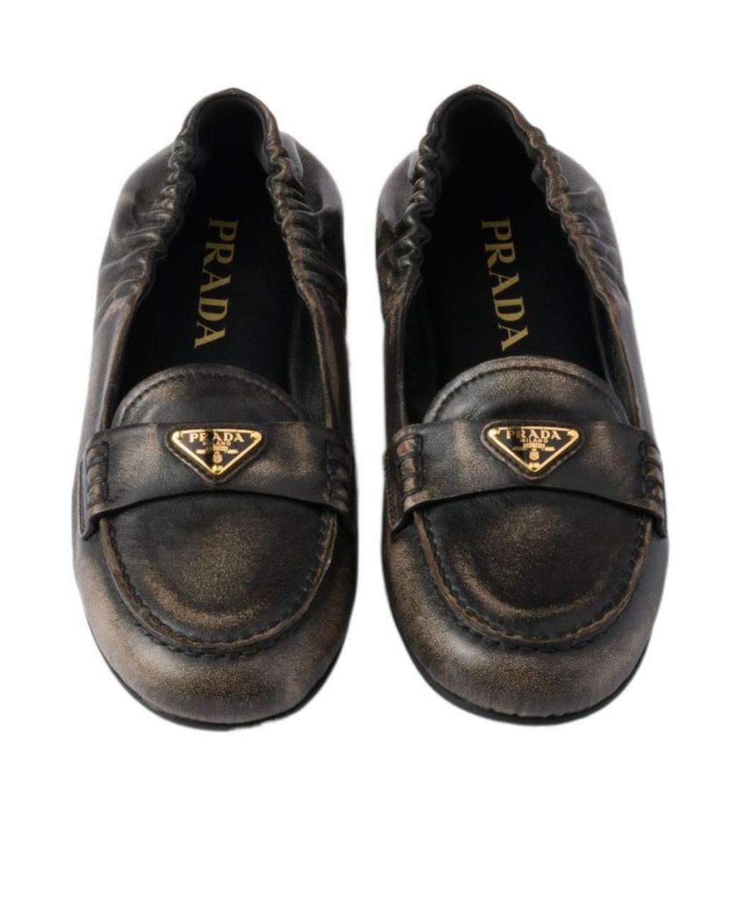 Prada Black Triangle-Logo Loafers