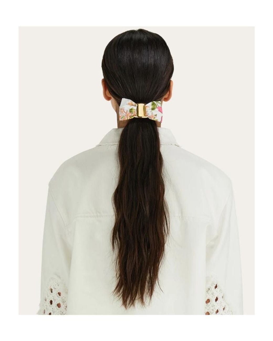 Ferragamo Metallic Spring Print Vara Bow Hair Clip