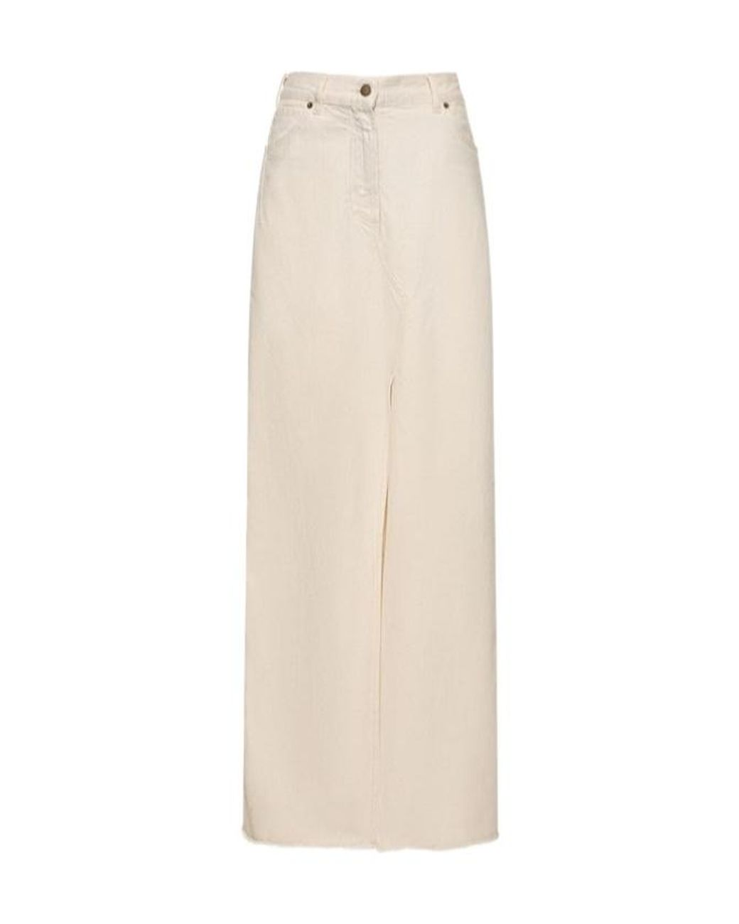DARKPARK White Emma Cotton Denim Midi Skirt