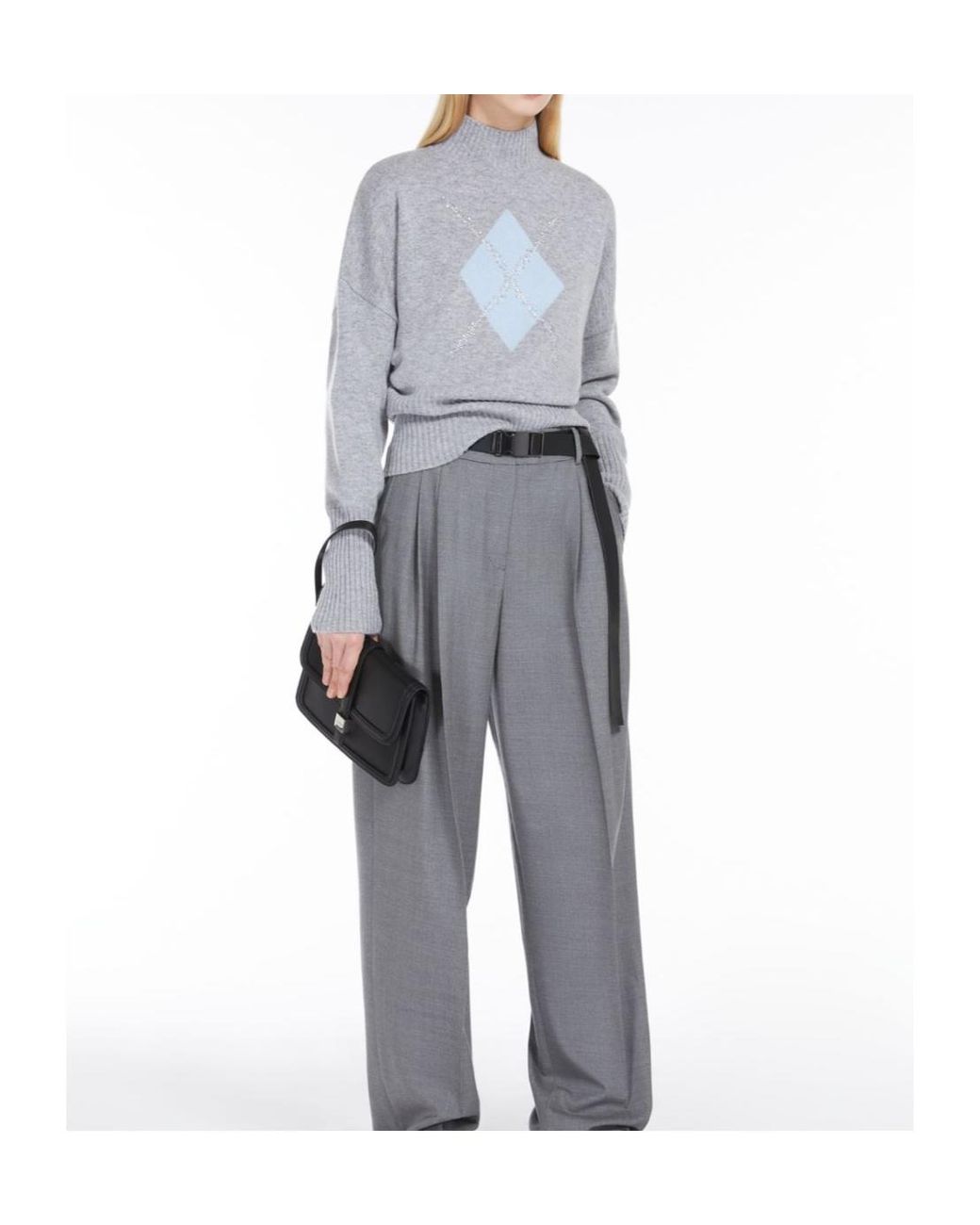 Max Mara Gray Studio High Neck Long-Sleeved Jumper
