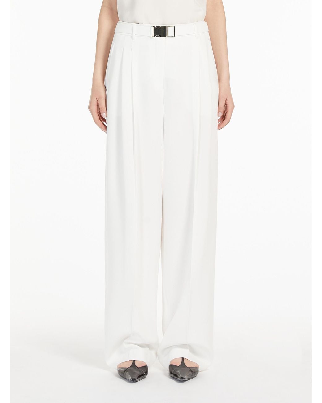Max Mara White Studio Neottia Belted Wide Leg Trousers