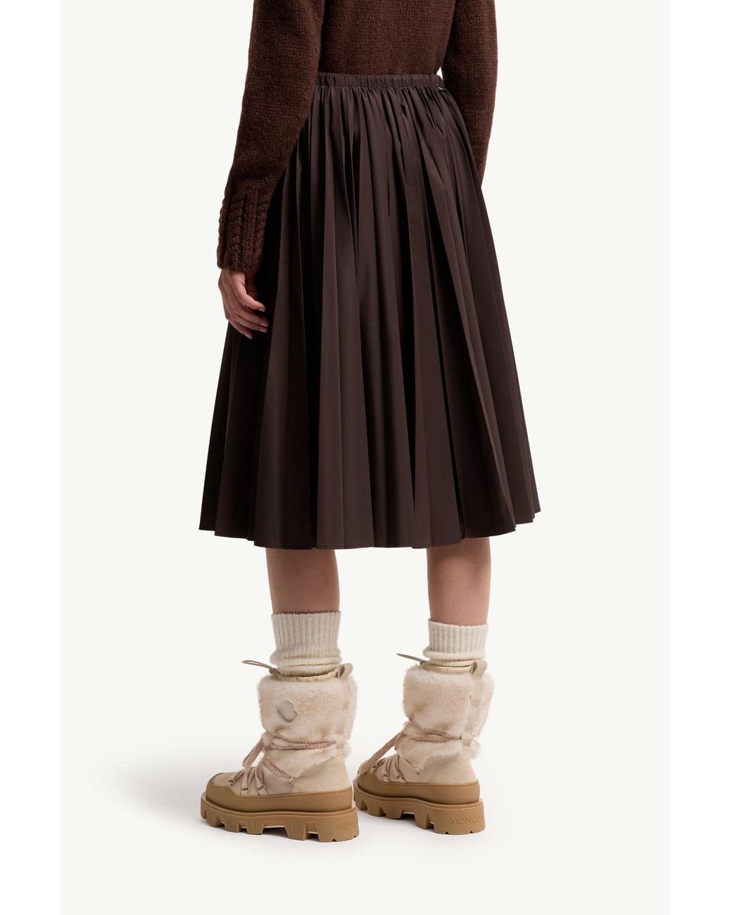 Moncler Brown Pleated Midi Skirt