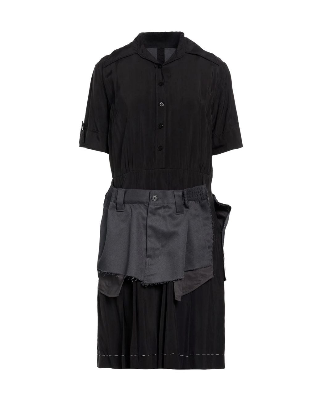 Maison Margiela Black Twotone Satin Shirt Dress