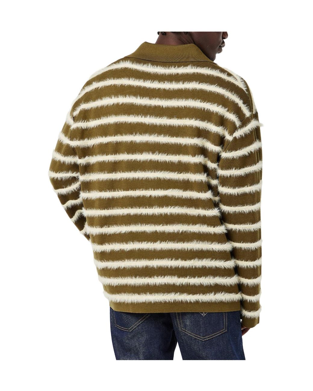 AMI Green Striped Polo Shirt for men