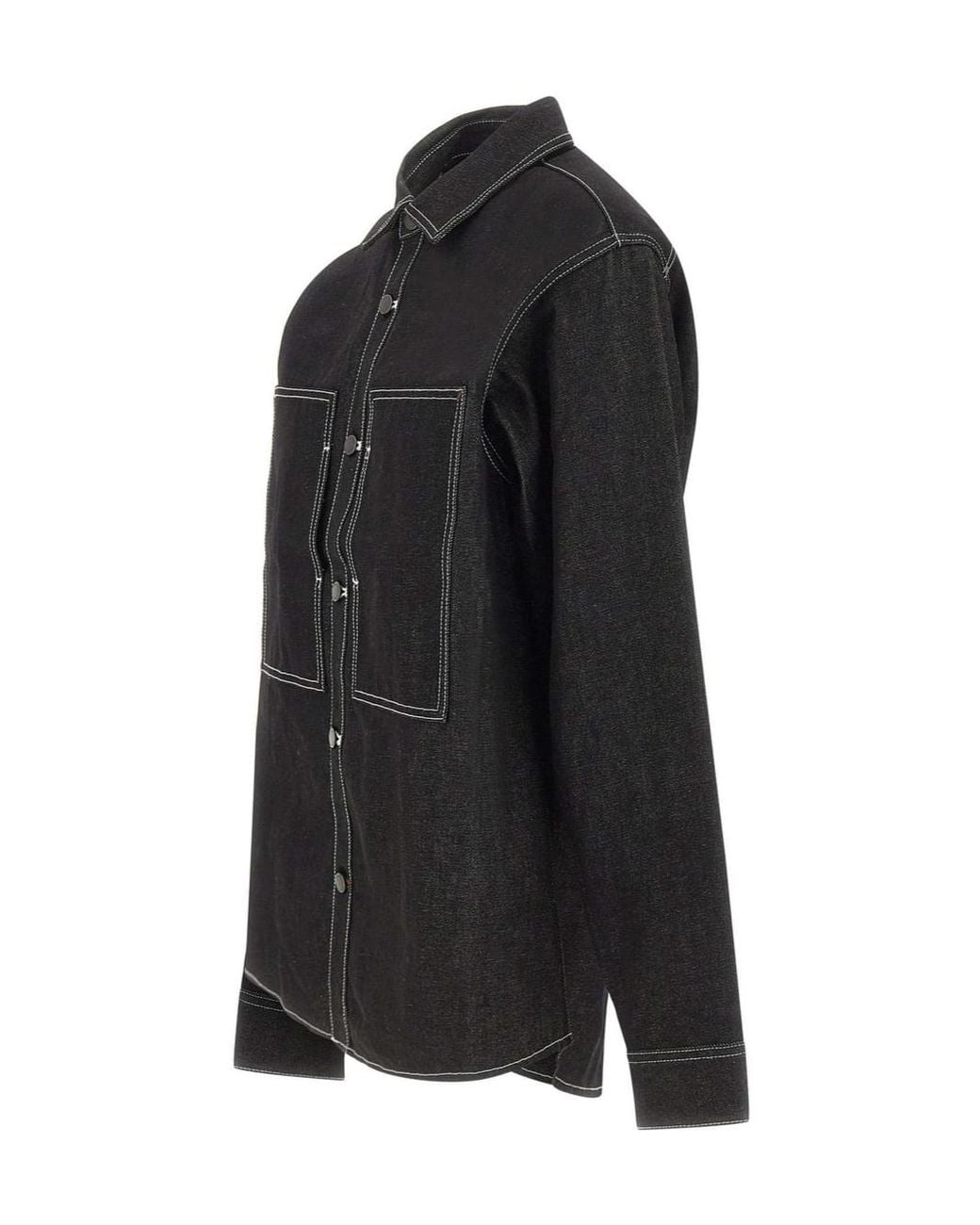 Entire studios Black Snap-Button Denim Shirt for men