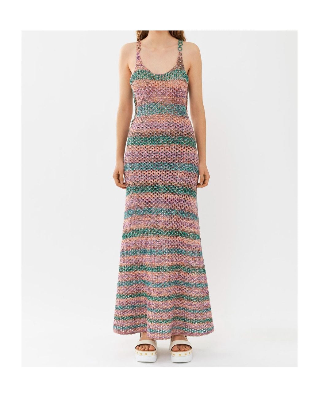 Chloé Gray Chloé Striped Sleeveless Knit Dress