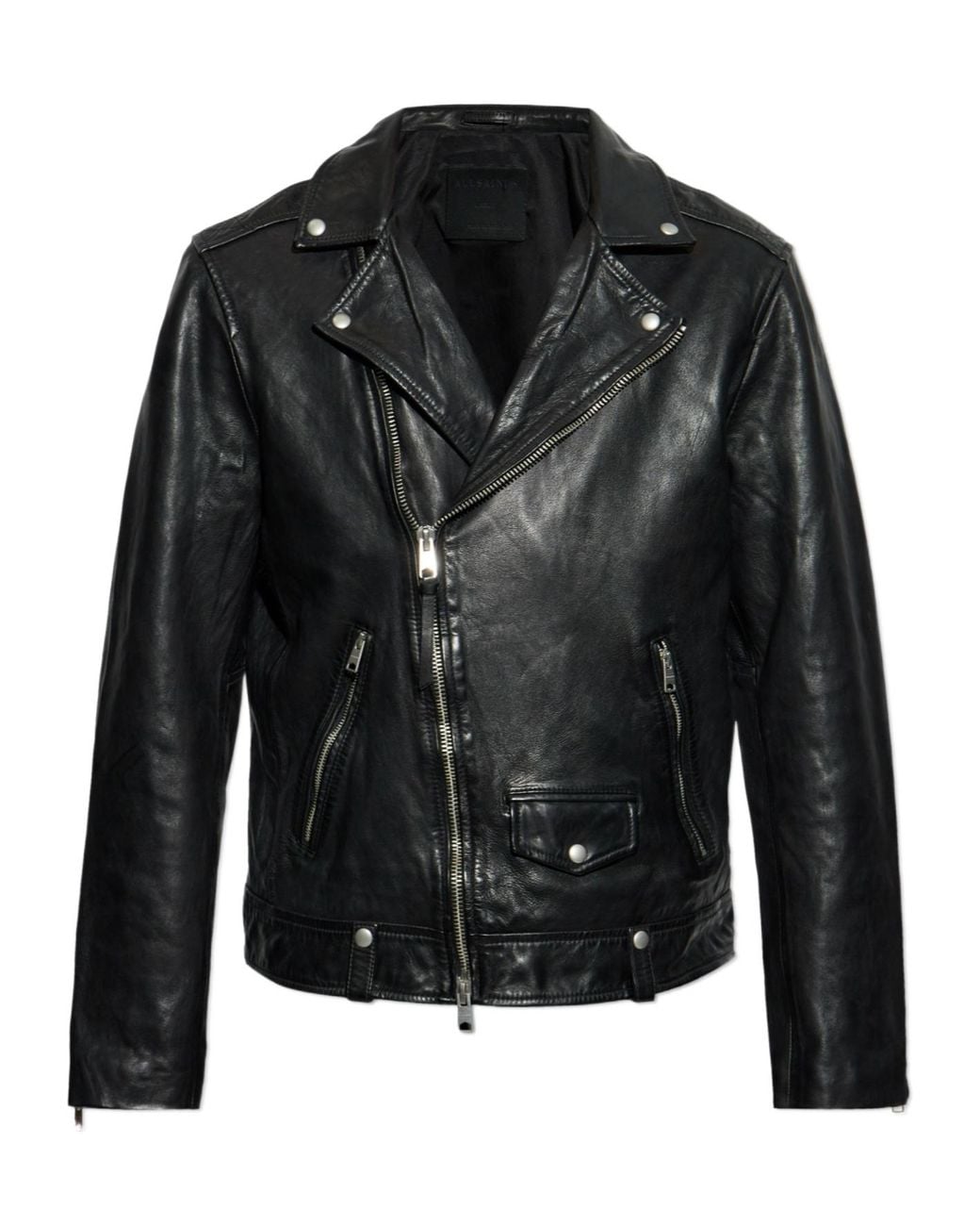 AllSaints Black Classic Biker Jacket for men