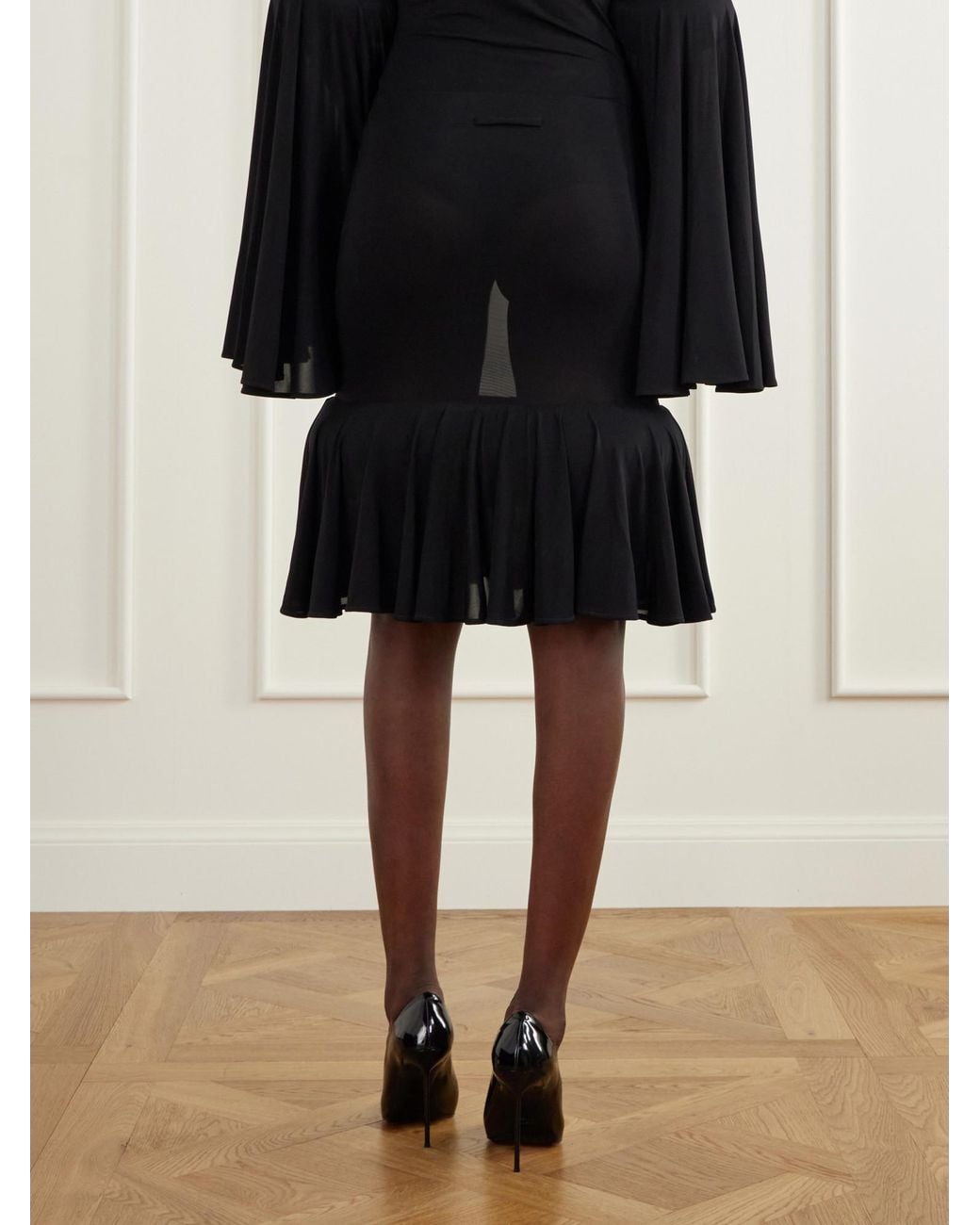 Jean Paul Gaultier Black Gathered Knee-Length Skirt