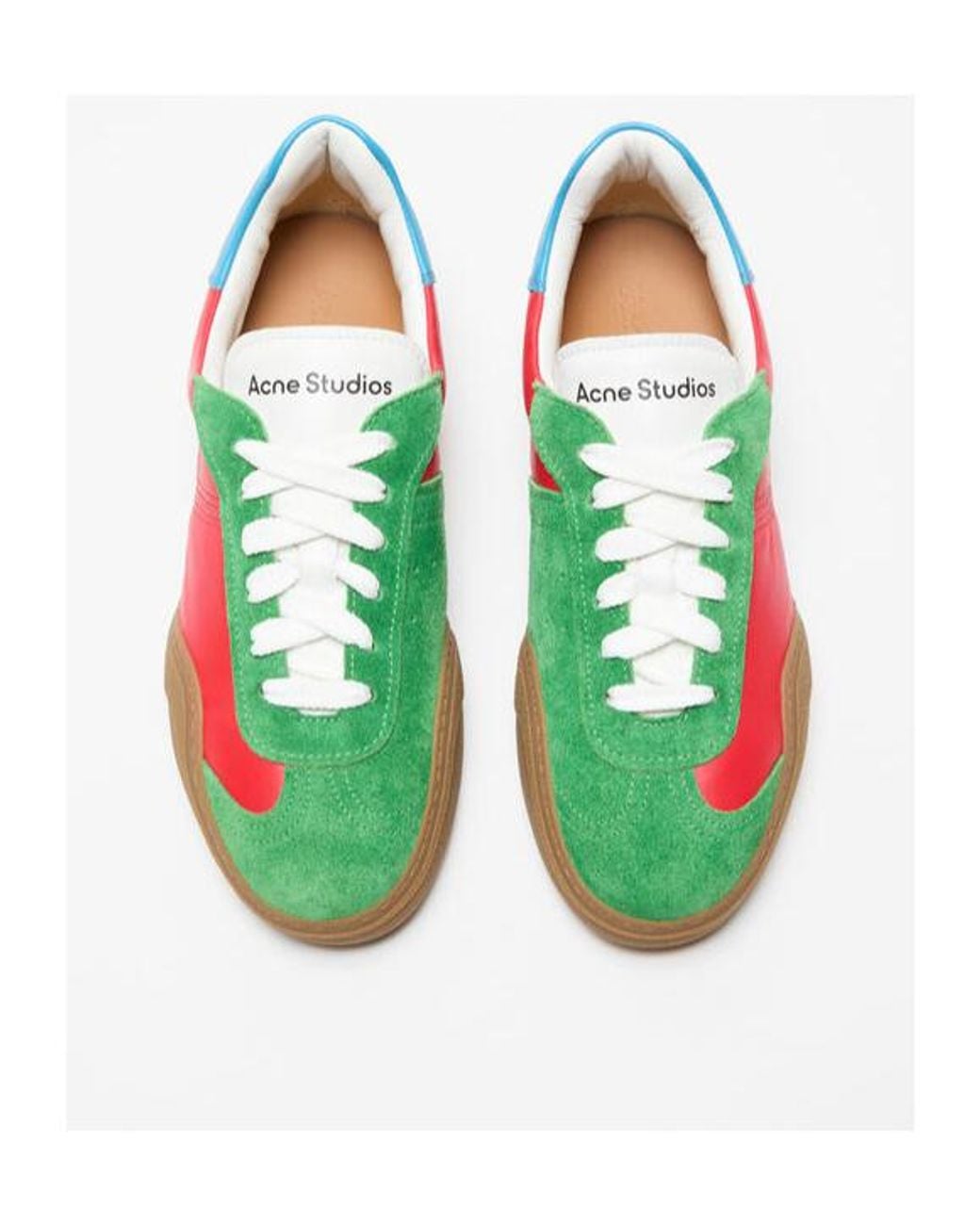 Acne Green Round Toe Lace-Up Sneakers for men