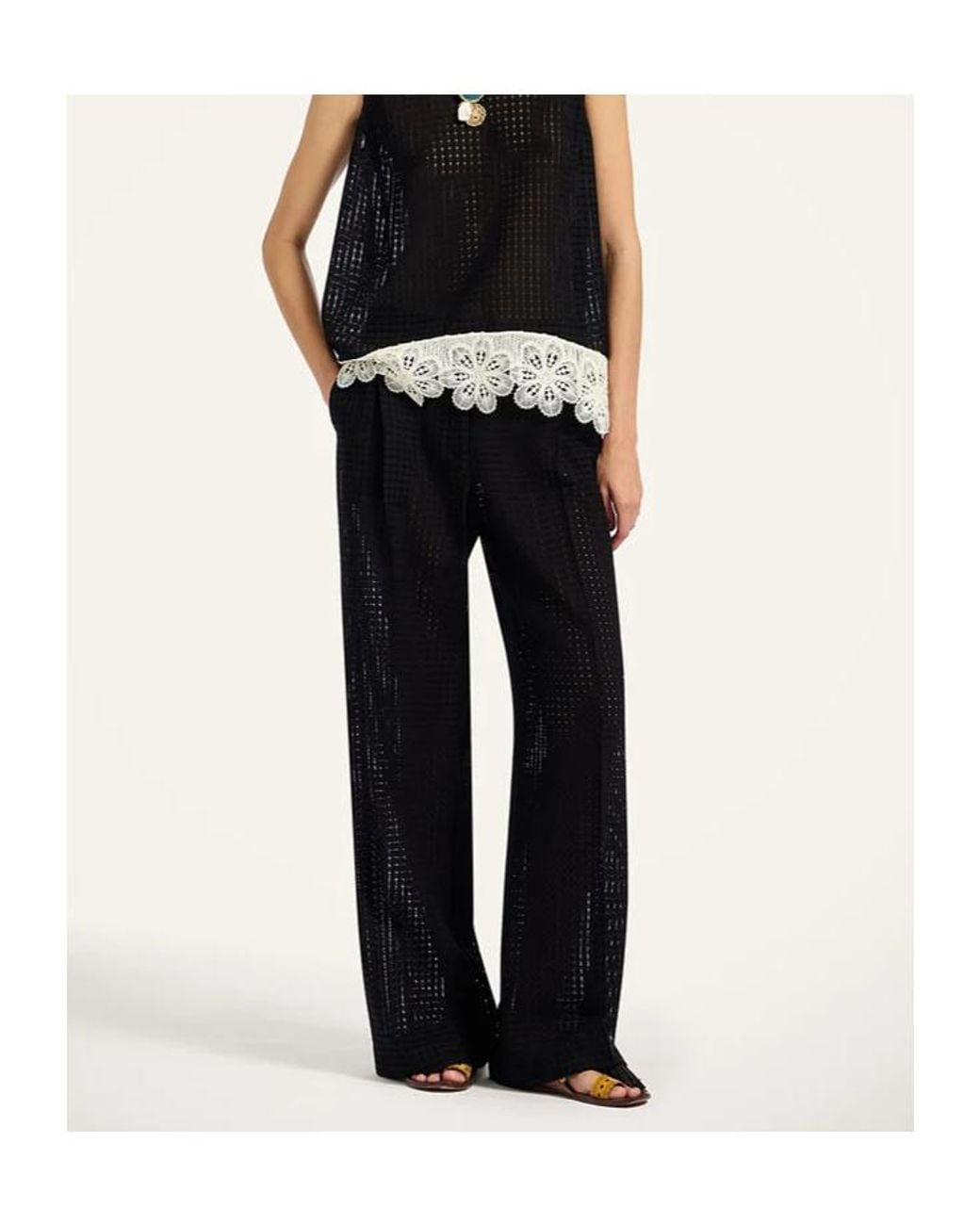 LaDoubleJ Black La Doublej Openwork Loose Fit Trousers