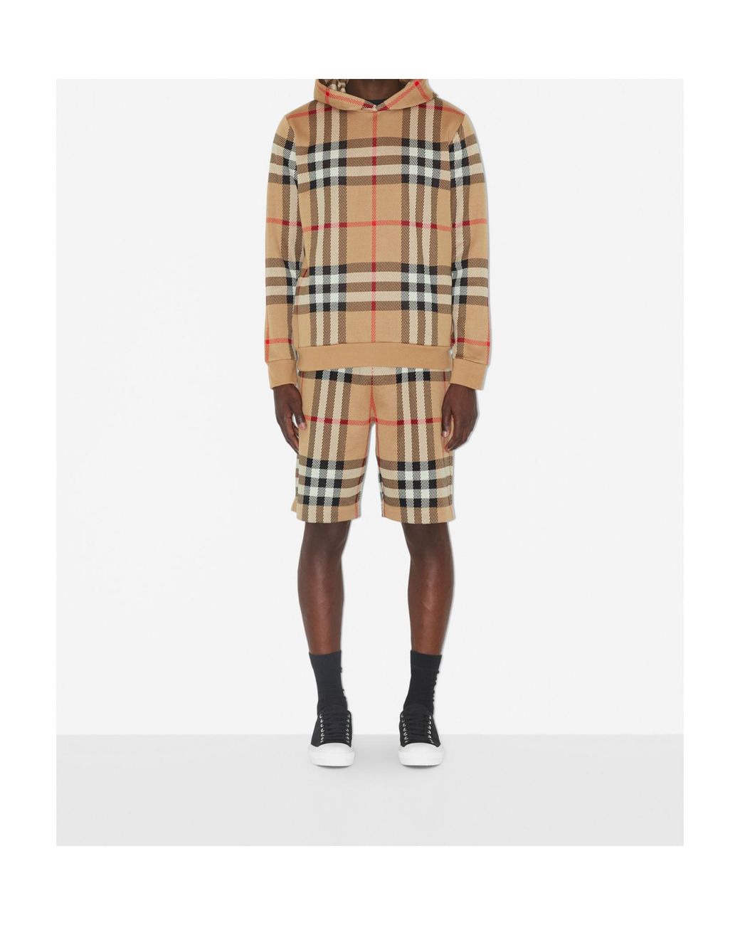 Burberry Brown Check Printed Long Sleeved Hoodie for men