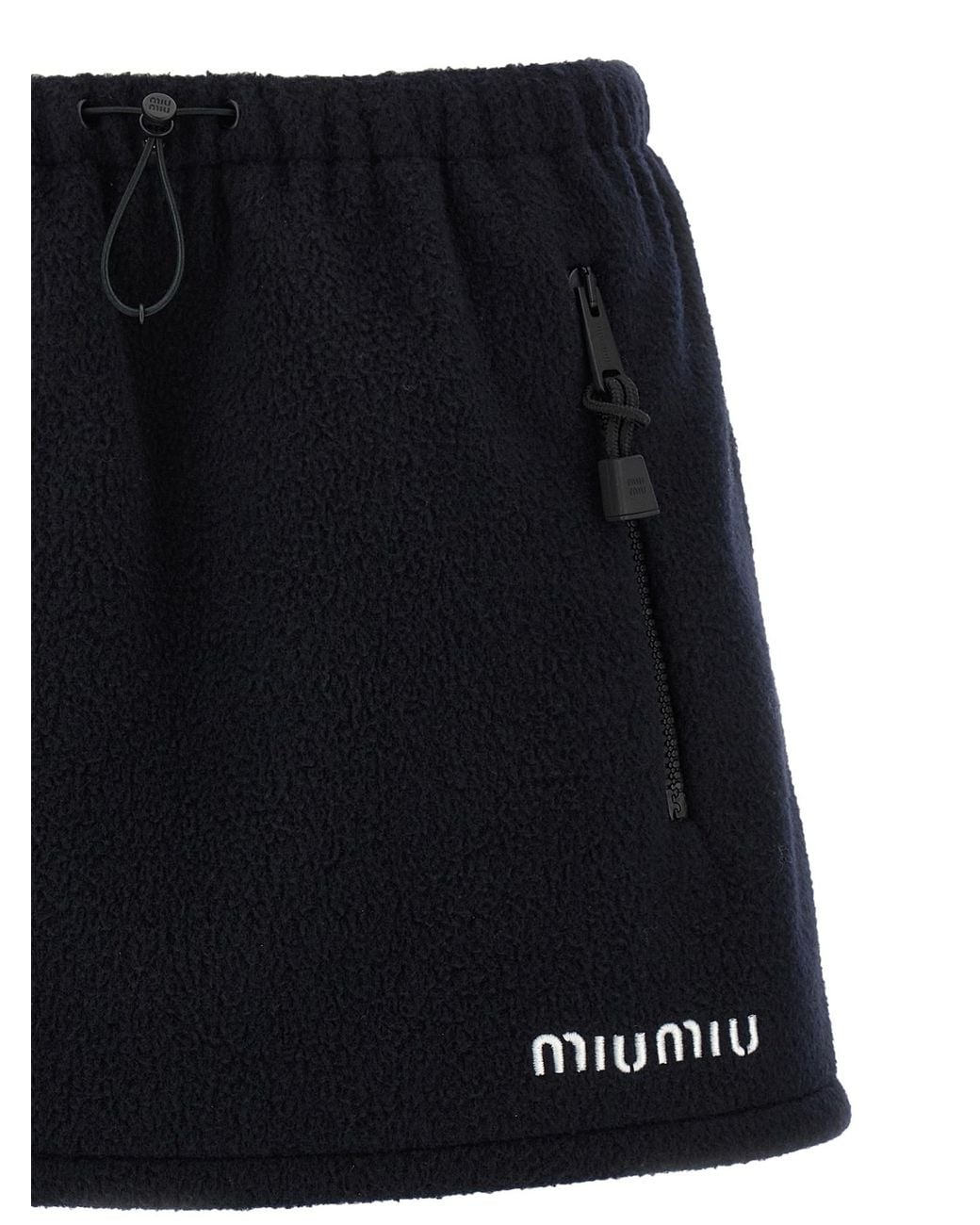 Miu Miu Blue Logo Motif Mini Skirt