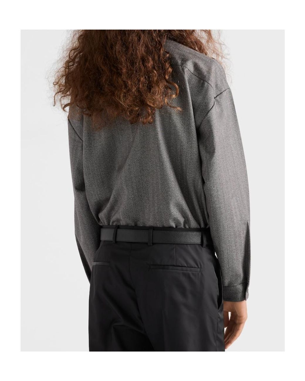 Prada Gray Zip-Up Shirt for men