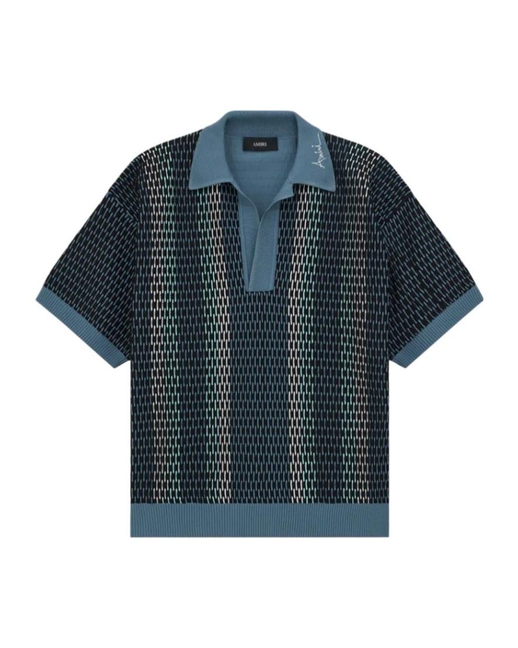 Amiri Blue Striped Polo Shirt for men