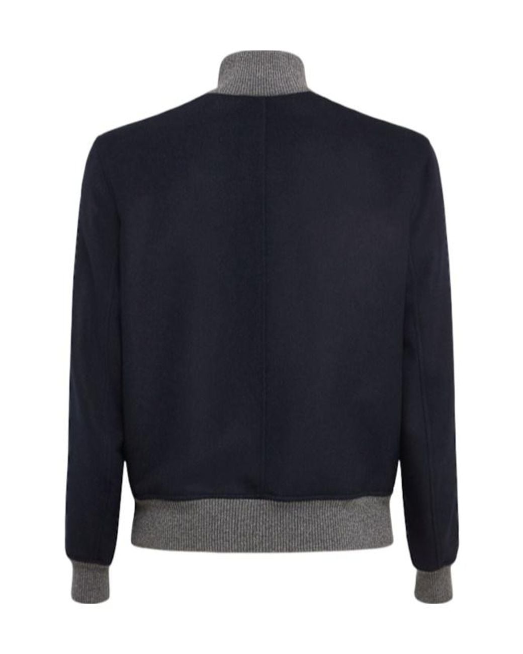 Brunello Cucinelli Blue Short Wool Bomber Jacket for men