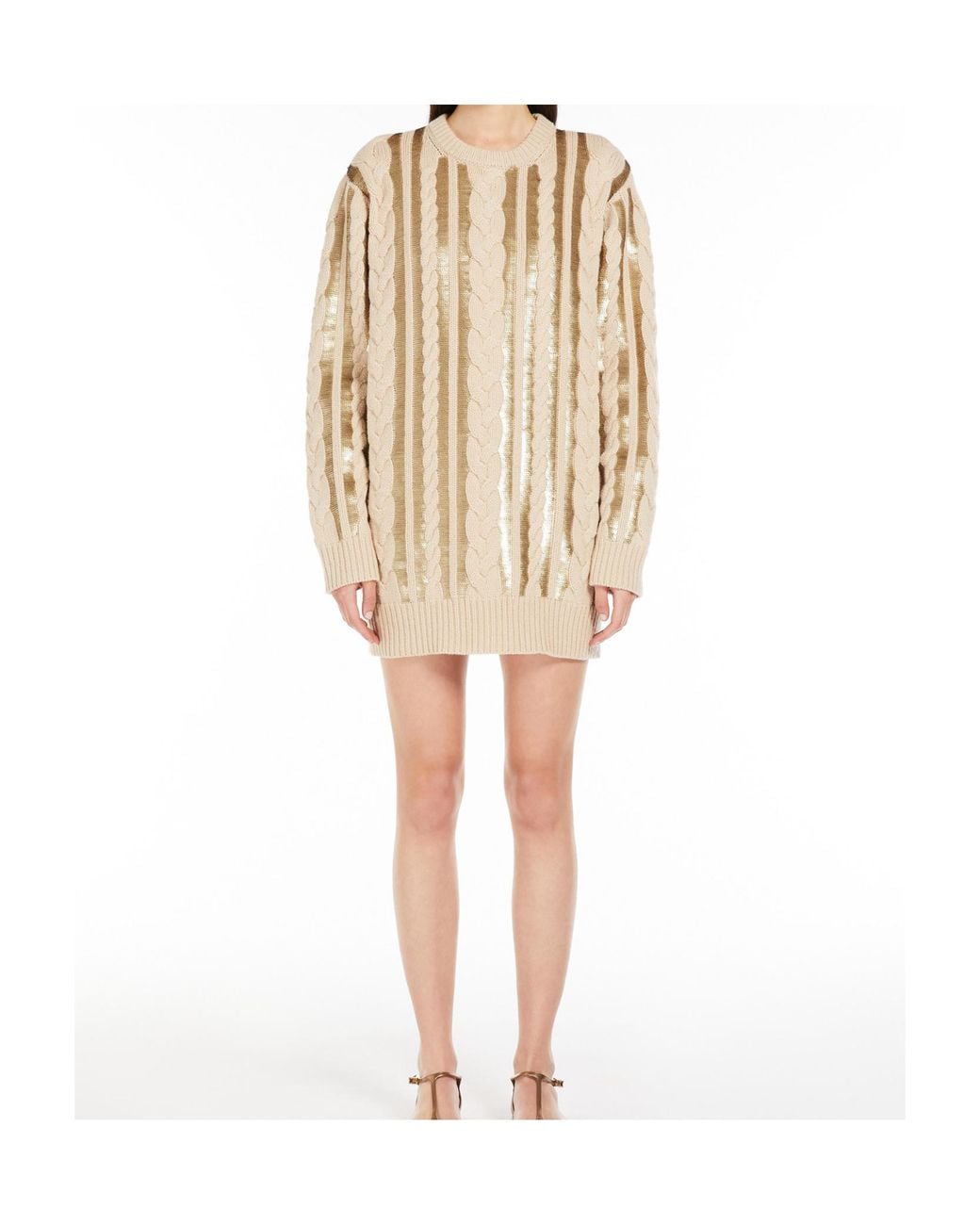 Max Mara Natural Short Wool And Cashmere Dress