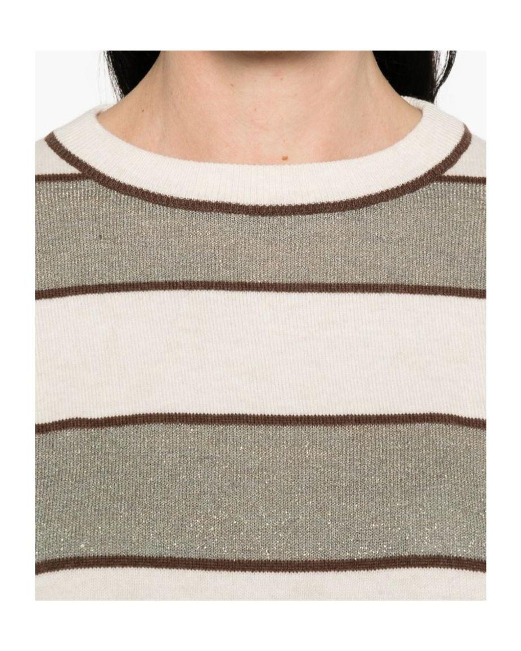 Brunello Cucinelli Natural Striped Knitwear