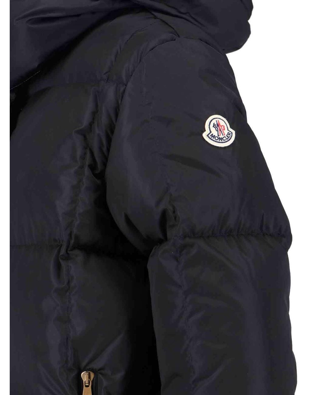 Moncler Black Logo Patch Quilted Hooded Jacket