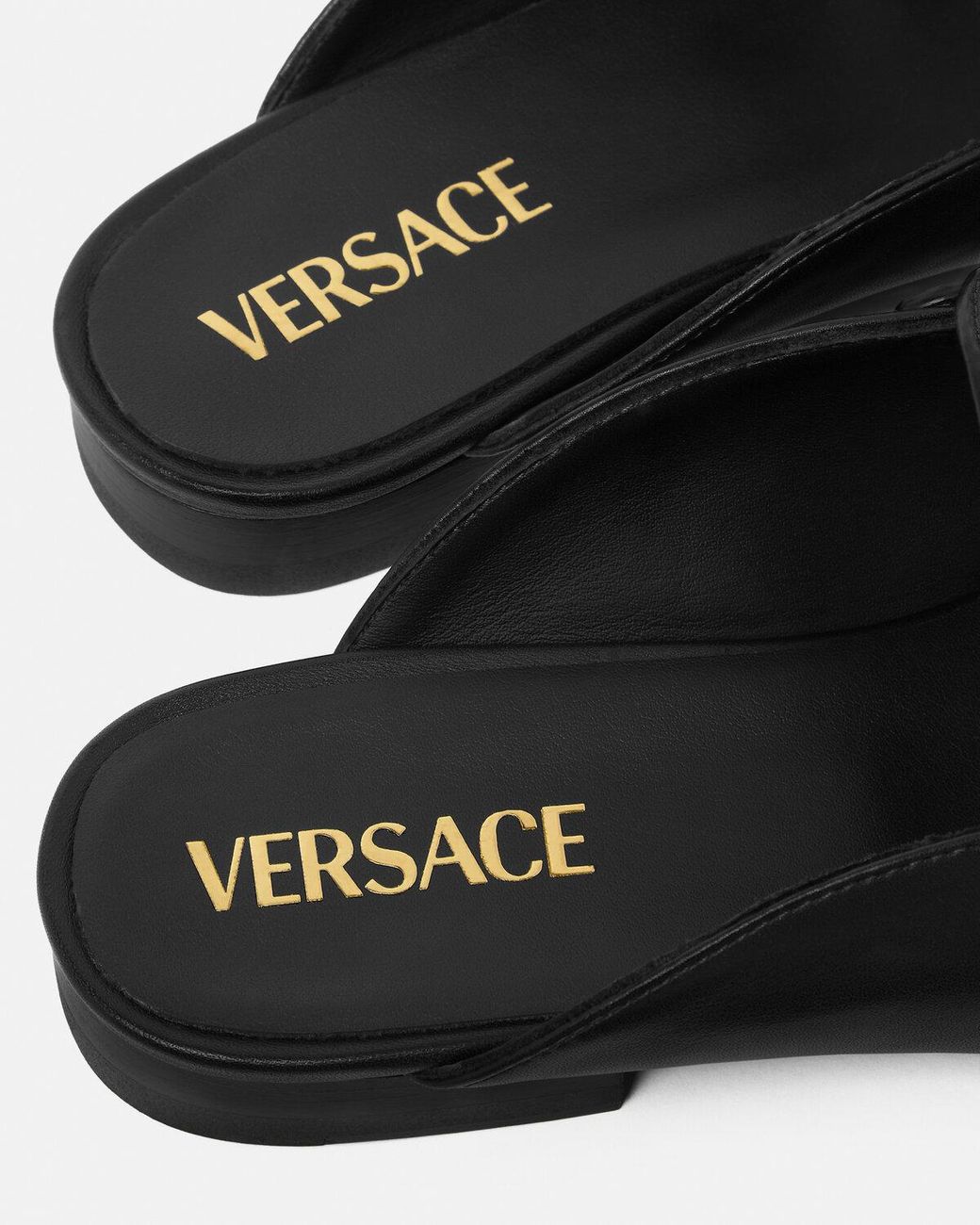 Versace Black Medusa Round-Toe Slippers