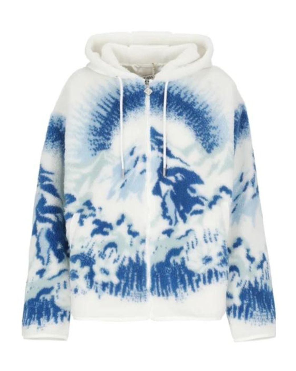Casablanca Blue Hooded Fleece Zipped Jacket