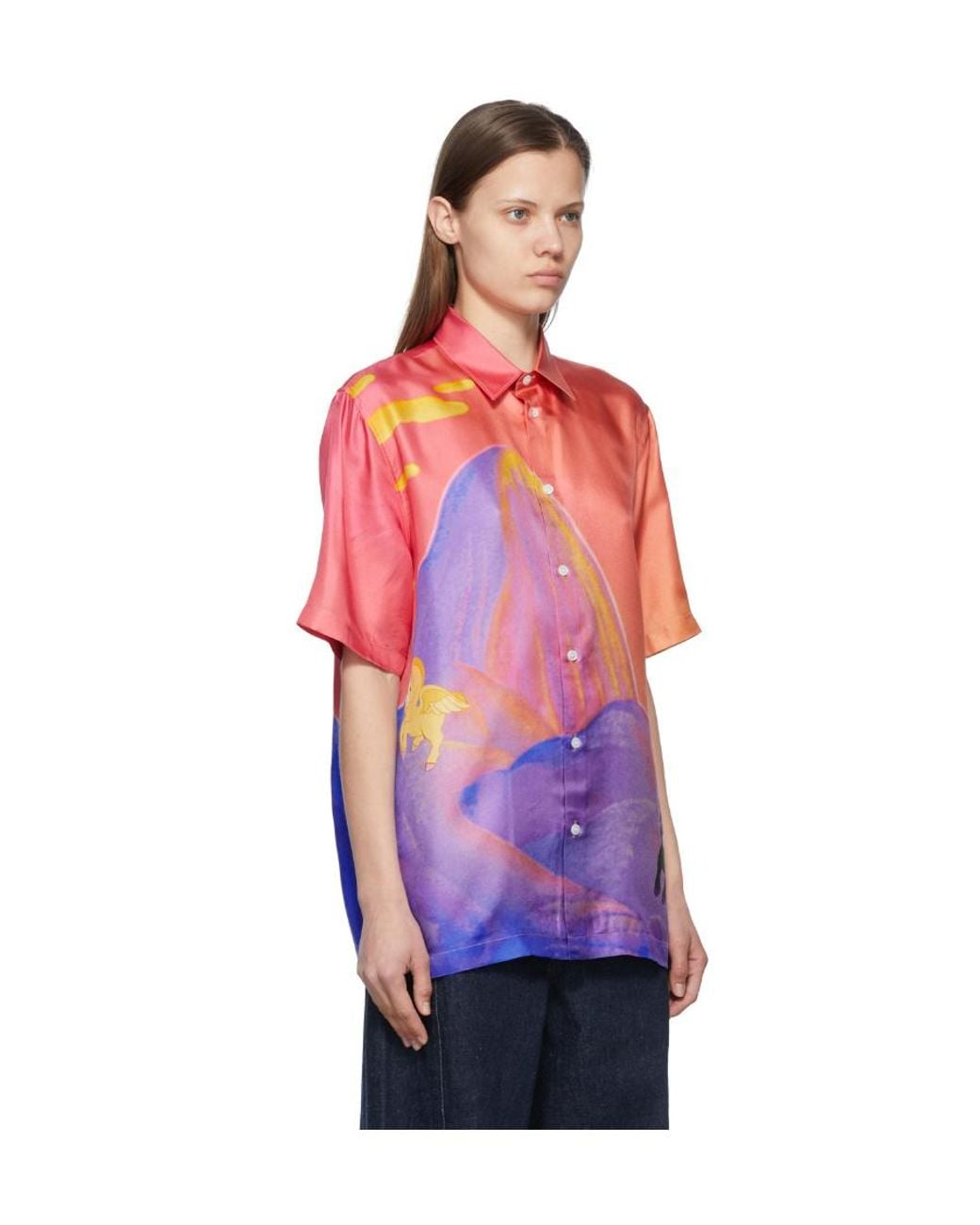 Stella McCartney Purple Graphic Print Short-Sleeve Shirt