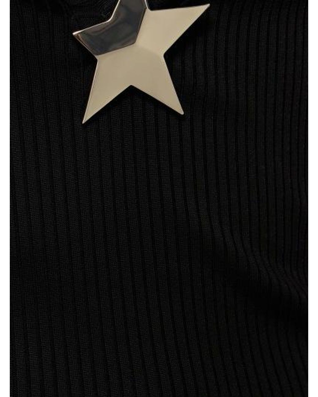 Area Black Star Studded V-Neck Dress