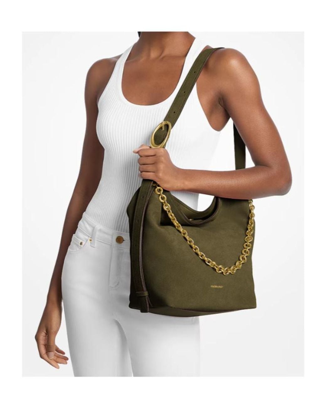 Michael Kors Green Michael Nolita Large Bucket Tote Bag