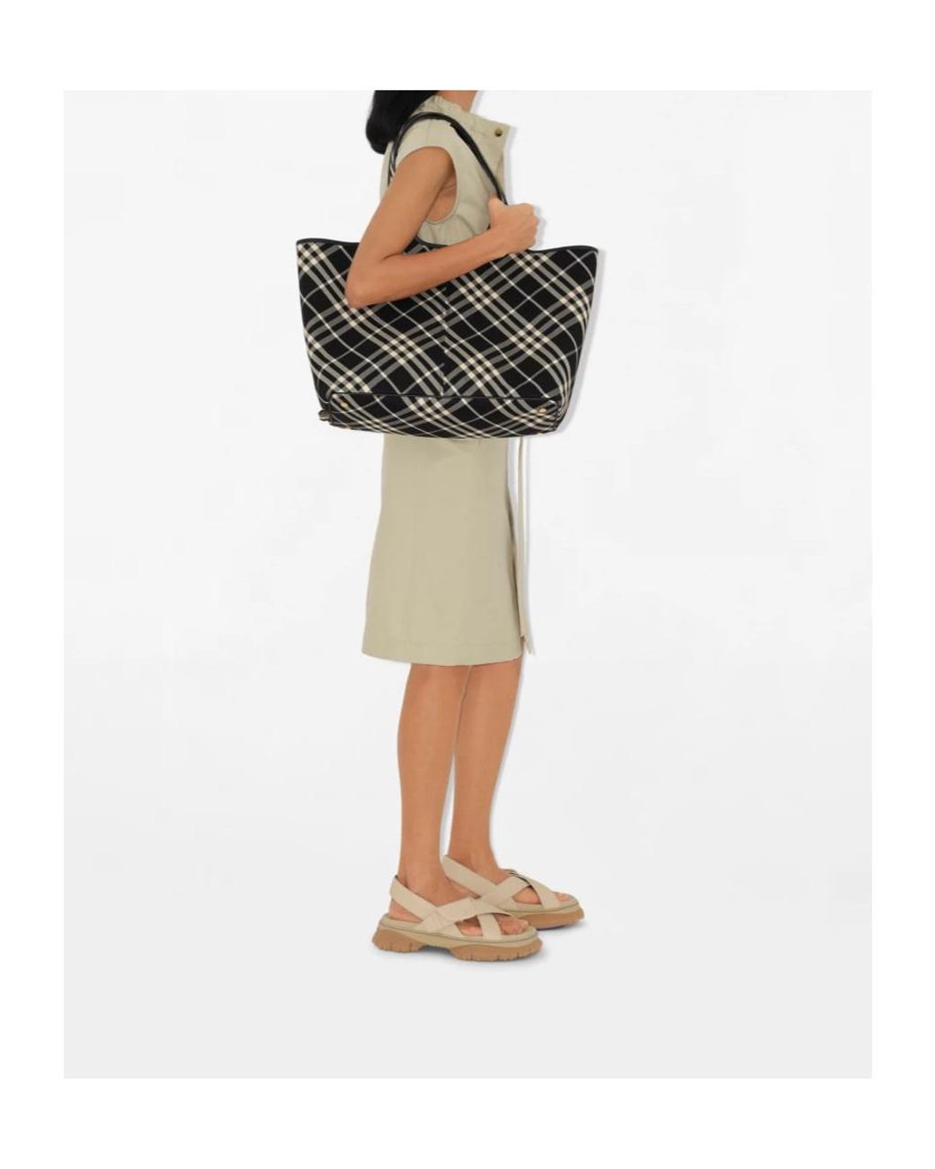 Burberry Black Vintage Checked Medium Top Handle Bag