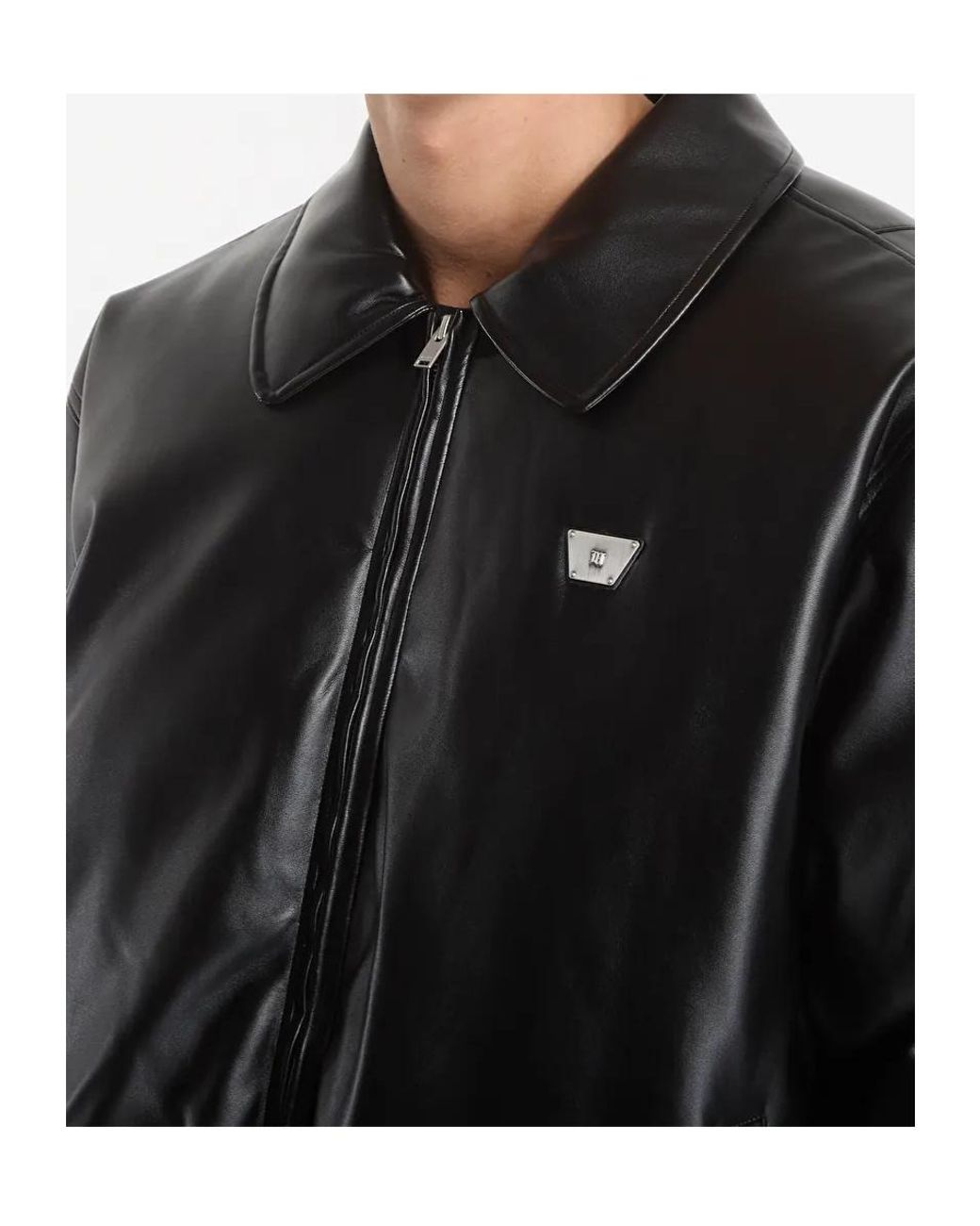 M I S B H V Black Puffer Bomber Jacket for men