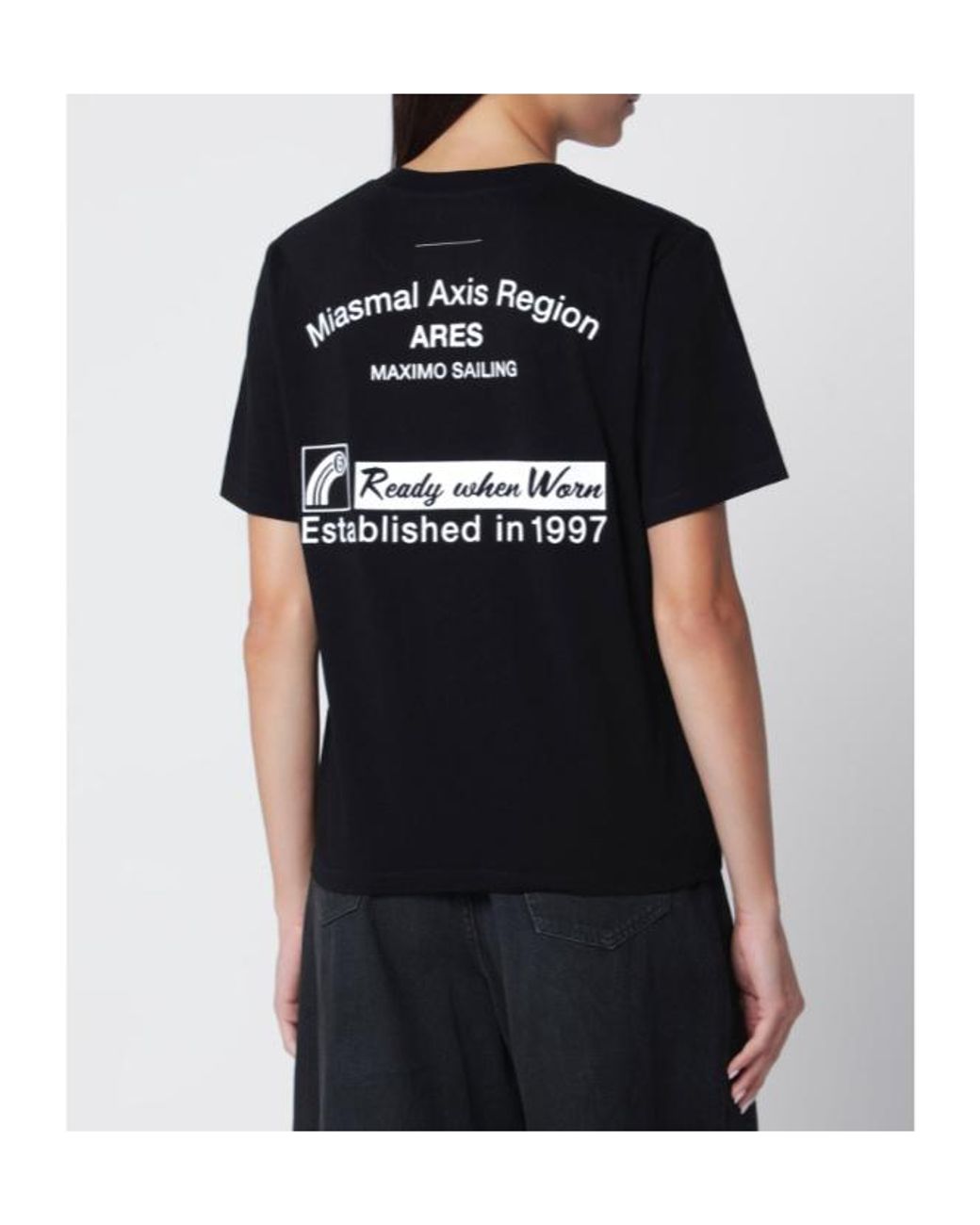 MM6 by Maison Margiela Black Logo-Print T-Shirt