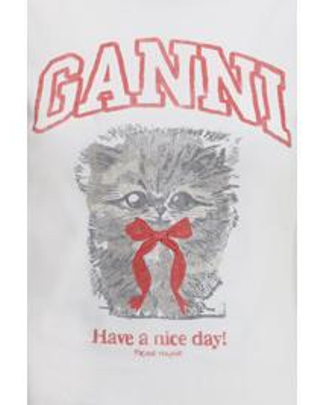 Ganni White Cropped Kitty T-Shirt
