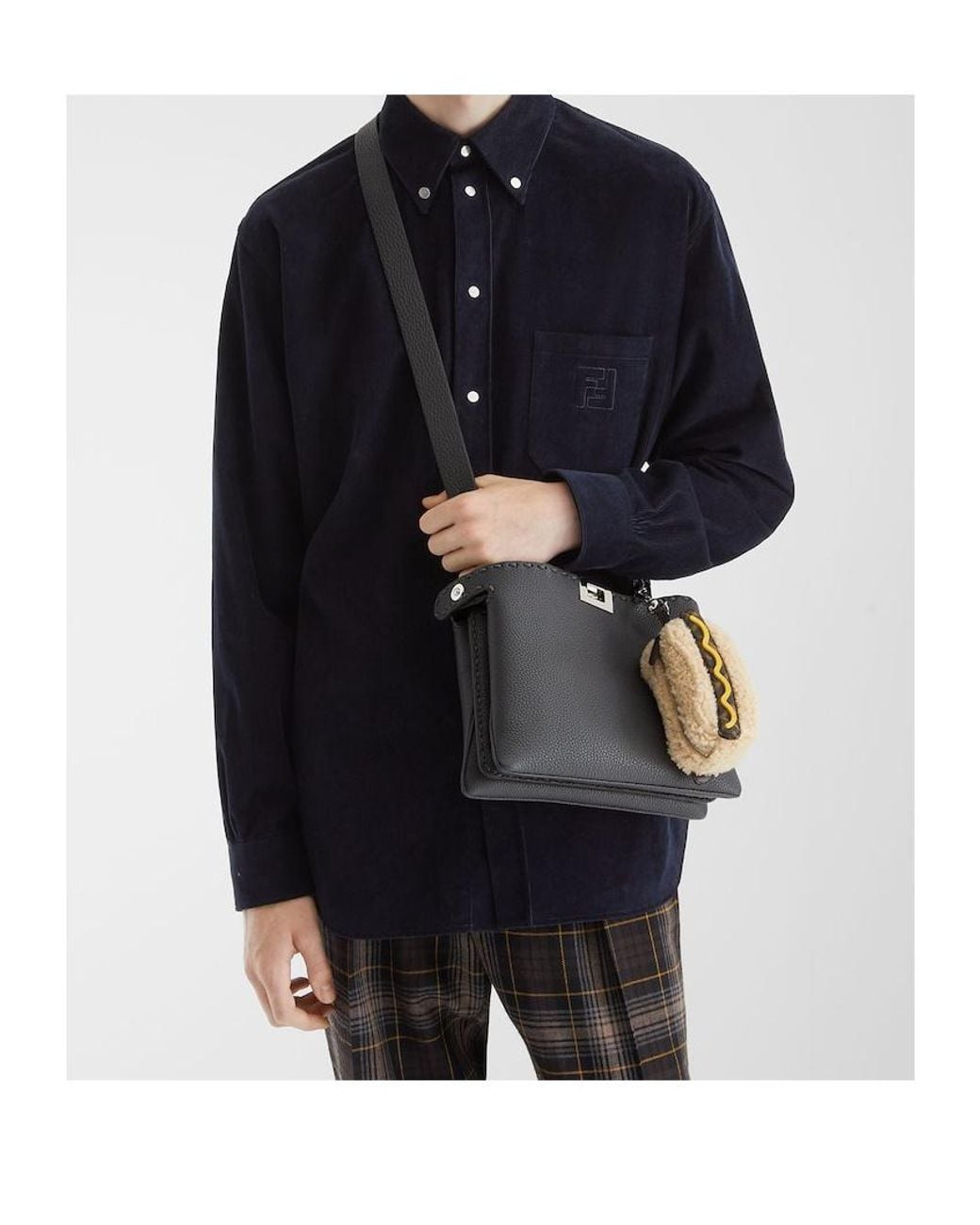 Fendi Metallic Sheepskin And Ff Jacquard Charm for men