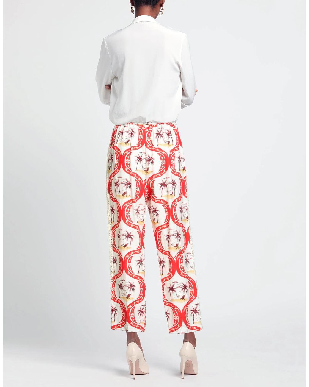 Farm Rio Red Printed Casual Pants