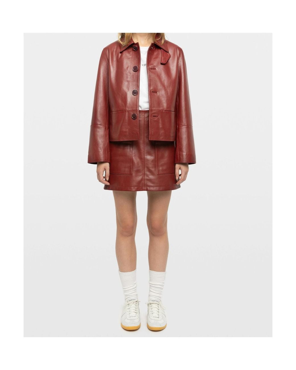 Zadig & Voltaire Red Long-Sleeve Leather Jacket