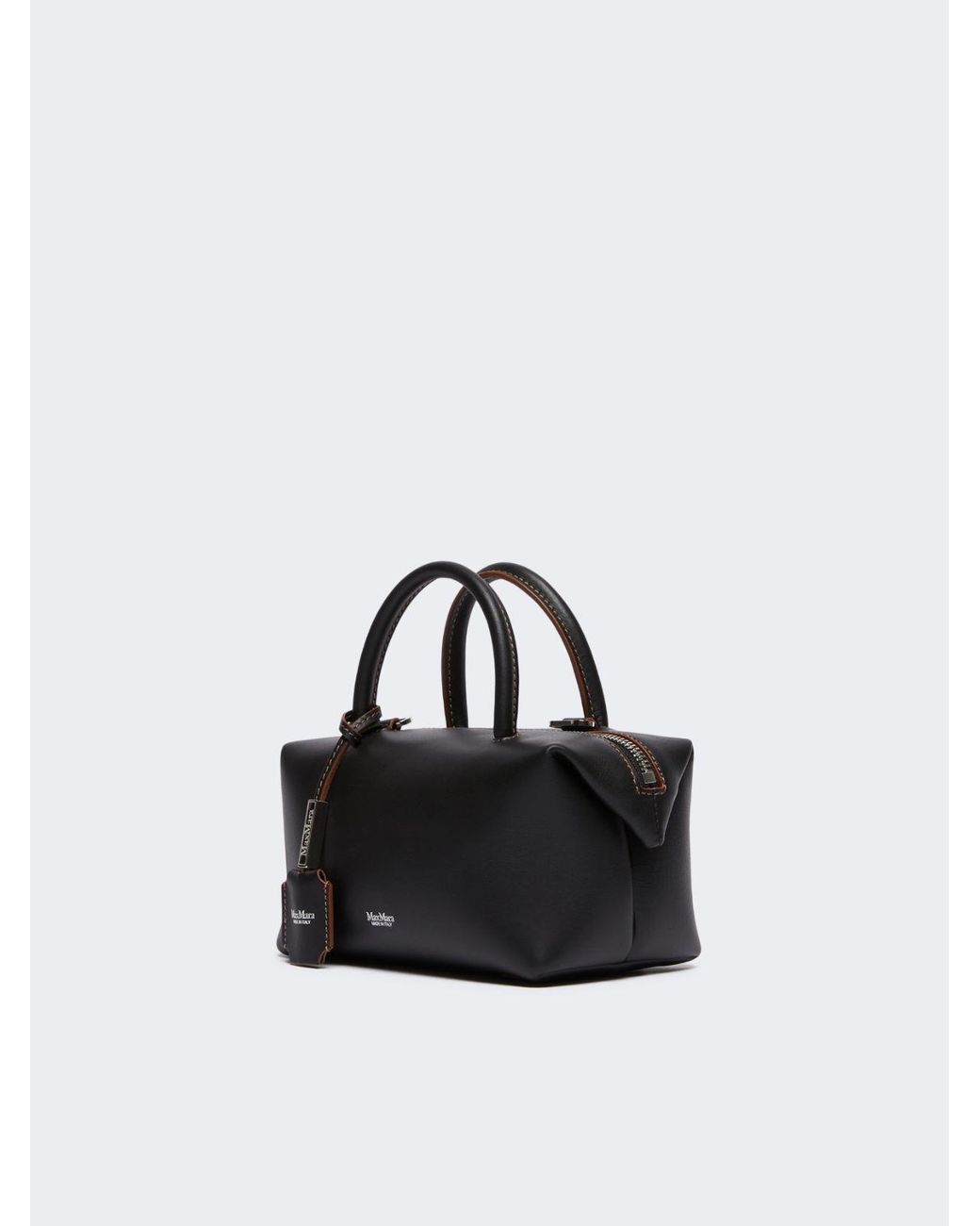 Max Mara Black Small Natural Leather Bowler Bag