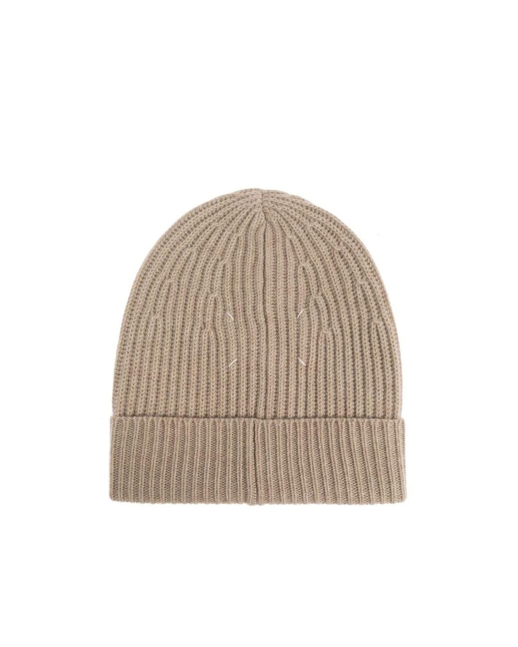 Maison Margiela Natural Four-Stitch Detailed Beanie for men